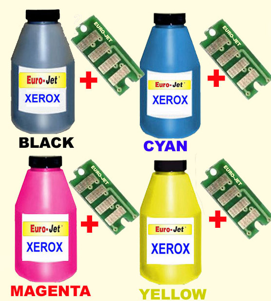 SET ΤΟΝΕR BOTTLES XEROX 6121  BK/C/M/Y & 4 CHIP 