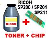 ΣΥΜΒΑΤΟ Toner Bottles + CHIP RICOH SP200 /201 / SP211 (407254)