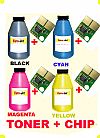 ΣΥΜΒΑΤΟ SET Toner Bottles & CHIP  EPSON C1700 / CX17 BK+C+M+Y