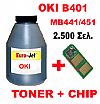 OKI TONER BLACK BOTLLES + CHIP B401d  (2,5K)